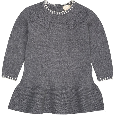 COPENHAGEN COLORS Dk Grey/Cream Comb. Lambswool Kjole W. Bue