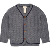 COPENHAGEN COLORS Dk Grey/Navy Comb. Lambswool Grandad Cardigan