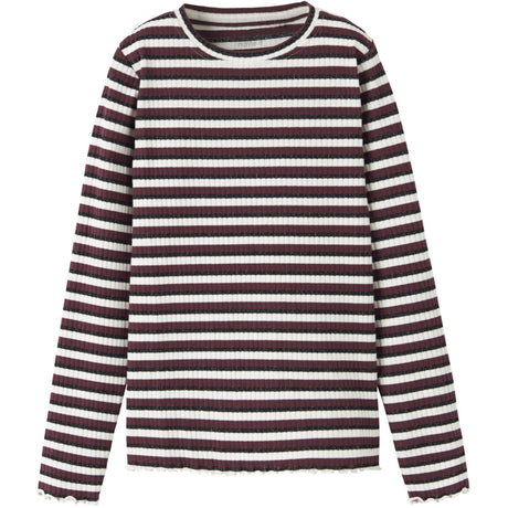 Name It Cloud Dancer Black+Burgundy Nkfvemma Glitter Ls Slim Topp