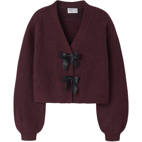 Name It Burgundy Black Bow Nkfrina Ls Strikk Card