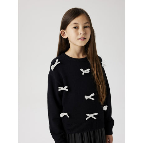 Name It Black Bright White Bow Nkfsonja Ls Strikk