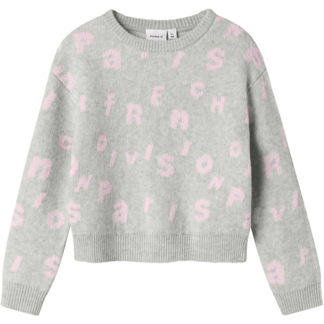 Name It Light Grey Melange Nmfoline Ls Strikk Bf