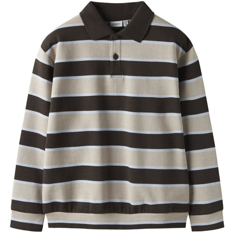 Name It Delicioso Island Fossil + Kentucky Blue Nkmromeo Ls Nreg Sweat Polo Bru