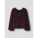 Name It Burgundy Black Bow Nkfrusitta Ls Bue Bluse