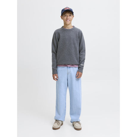 Jack & Jones Junior Dark Grey Melange Jornorrebro Strikk Crew Neck Ln Jnr