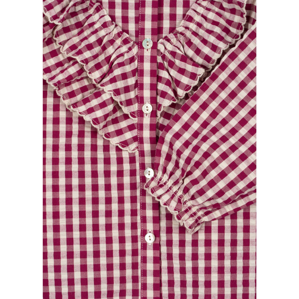 Konges Sløjd Sangria/Butter Check Kim Frill Bluse GOTS