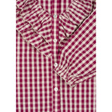 Konges Sløjd Sangria/Butter Check Kim Frill Bluse GOTS