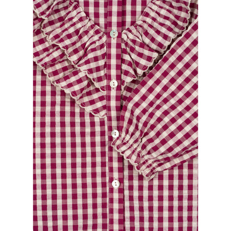 Konges Sløjd Sangria/Butter Check Kim Frill Bluse GOTS