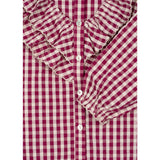 Konges Sløjd Sangria/Butter Check Kim Frill Bluse GOTS