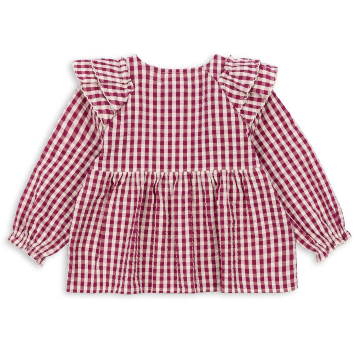 Konges Sløjd Sangria/Butter Check Kim Frill Bluse GOTS