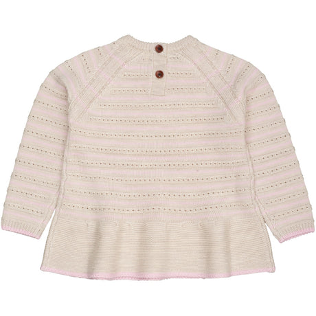 COPENHAGEN COLORS Pale Cream Mel./Bubblegum Comb Merino Hole Pattern Bluse W. Frill