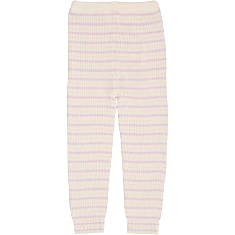 COPENHAGEN COLORS Cream/Lavender/Dusty Rose Combi Merino Classic Rib Leggings W. Drawstrings