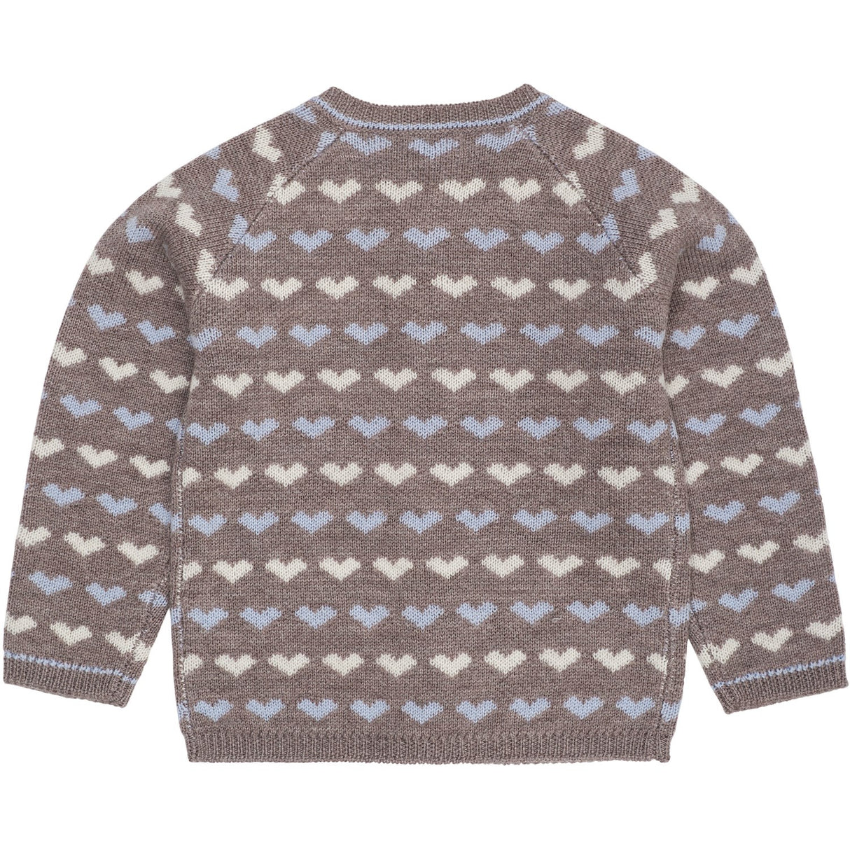 COPENHAGEN COLORS Naturalmel./Dusty Blue Comb Merino Heart Cardigan