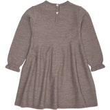 COPENHAGEN COLORS Natural Mel. W. Dusty Blue Heart Merino Ls Cable Kjole W. Hearts