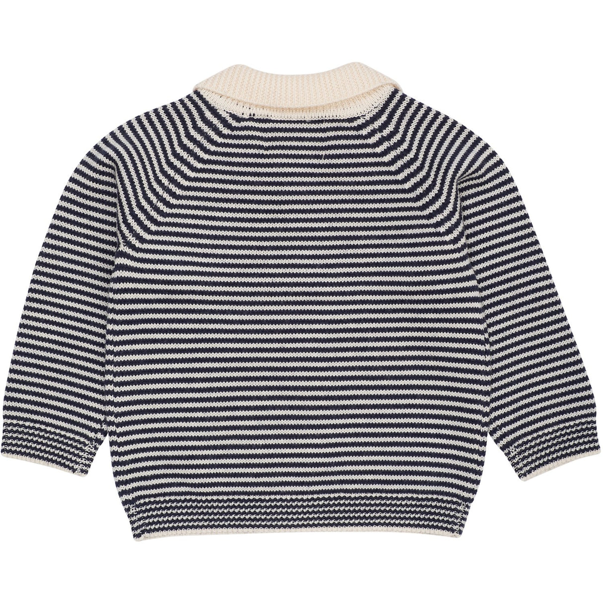 COPENHAGEN COLORS Cream/Navy Stripe Merino Striped Bluse W. Halsbånd