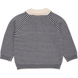 COPENHAGEN COLORS Cream/Navy Stripe Merino Striped Bluse W. Halsbånd