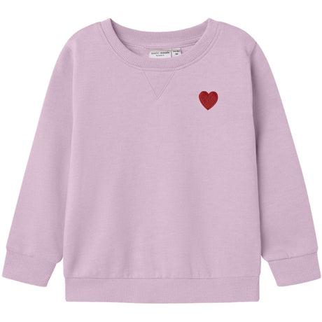 Name It Winsome Orchid W. True Red Heart Nmfvima Ls Sweat Bru Noos