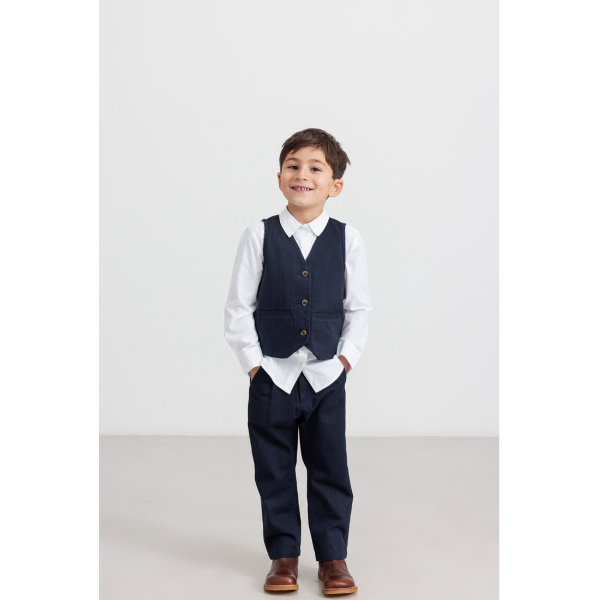 MarMar Herringbone Twill Pilot Navy Jason Vest