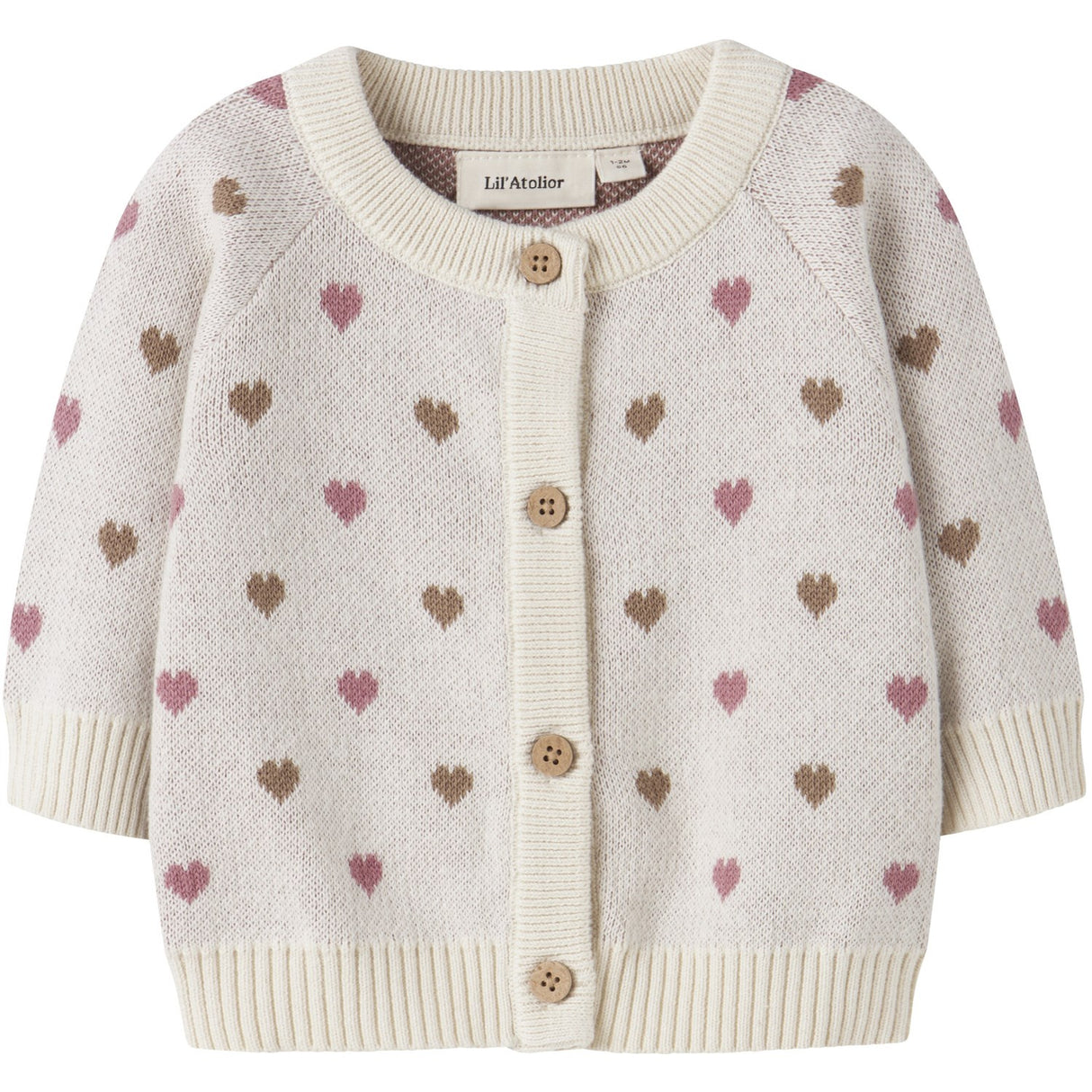 Lil'Atelier Turtledove Sepia Tint Nbfsaran Ls Strikk Card Heart Lil