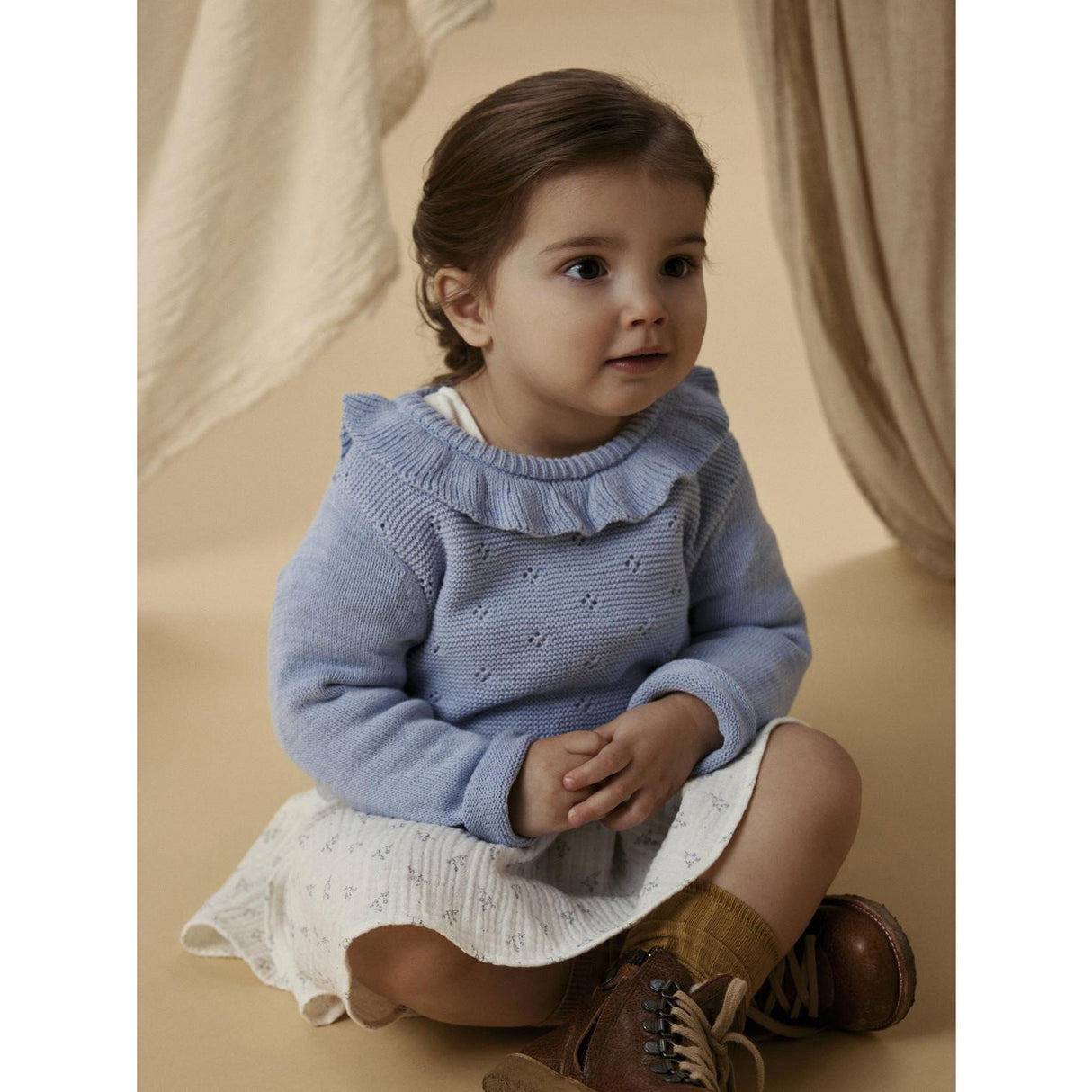 Lil'Atelier Zen Blue Nmflaguna Ls Strikk Lil Noos