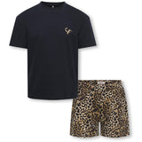 kids ONLY Black Tee Solid/Shorts AOP Leo Kogrila Nightwear AOP Top/Shorts Sett Jrs
