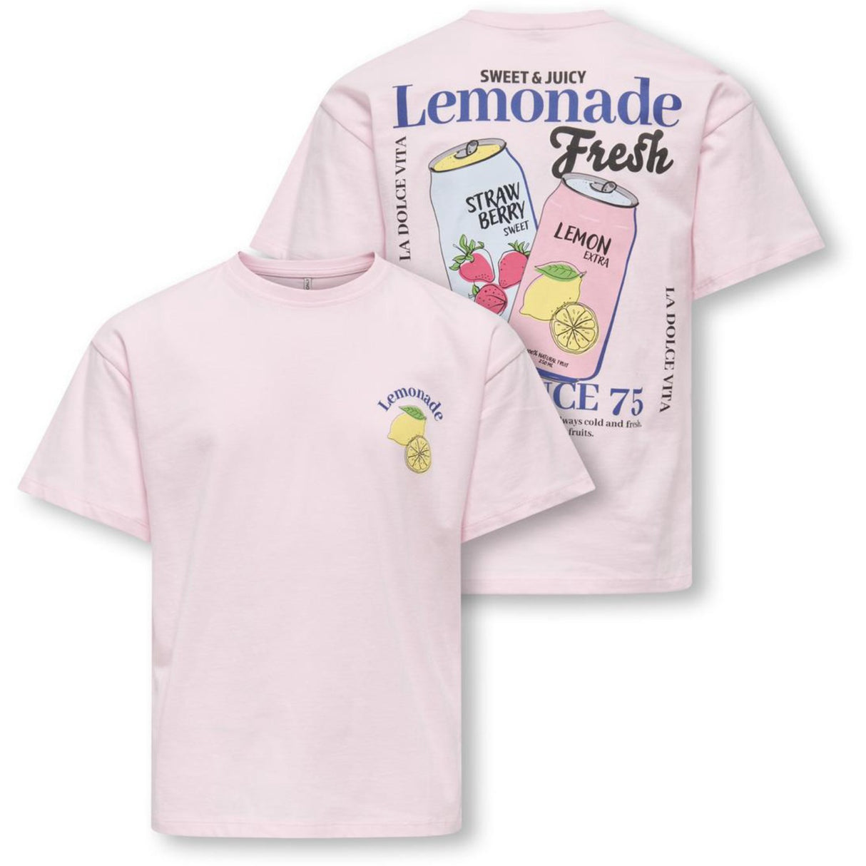 kids ONLY Barely Pink Lemonade Kogcana Life Ss Rlx Printed Topp Jrs