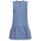 kids ONLY Medium Blue Denim Stripes Kogyasmin S/L Kjole Dnm Gua