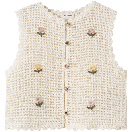 Lil'Atelier Coconut Milk Nmfflora Strikk Vest Lil