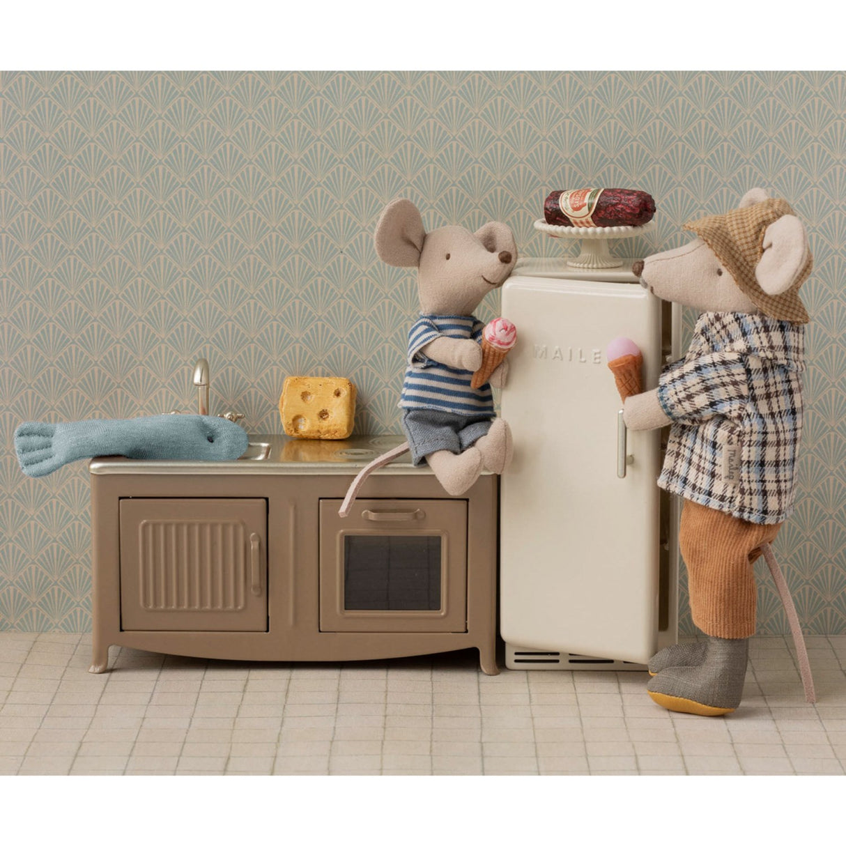 Maileg Køleskab, Mus - Råhvid