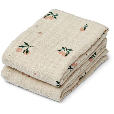 LIEWOOD Peach / Sea Shell Mix Lewis Muslin Cloth 2-Pakning