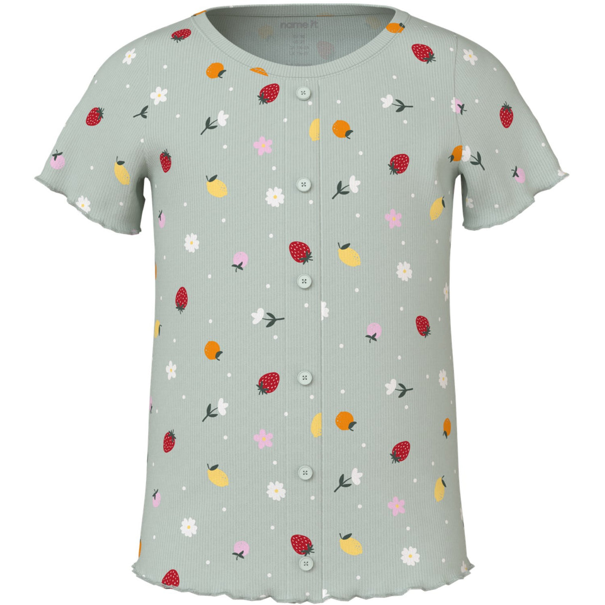 Name It Pale Aqua Fruit Flowers Nmfvemia Aop Ss Slim Topp