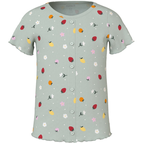 Name It Pale Aqua Fruit Flowers Nmfvemia Aop Ss Slim Topp