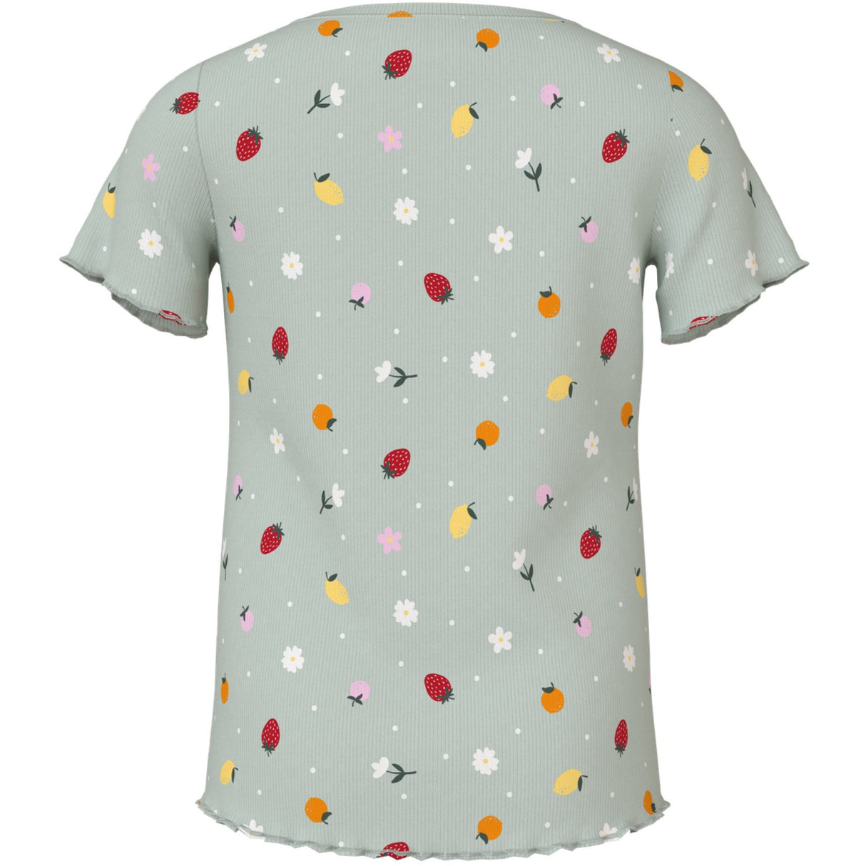 Name It Pale Aqua Fruit Flowers Nmfvemia Aop Ss Slim Topp