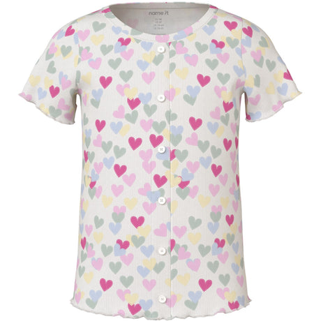 Name It Cloud Dancer Random Hearts Nmfvemia Aop Ss Slim Topp