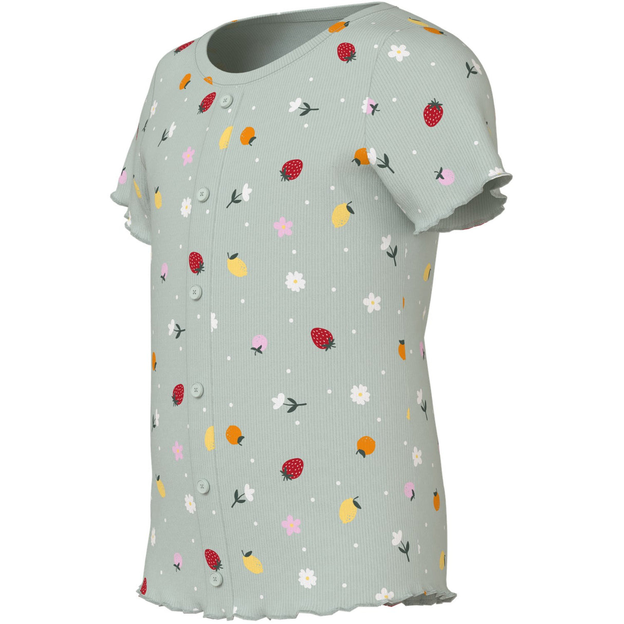 Name It Pale Aqua Fruit Flowers Nmfvemia Aop Ss Slim Topp