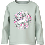 Name It Pale Aqua Unicorn Flowers Nmfveen Ls Nreg Topp