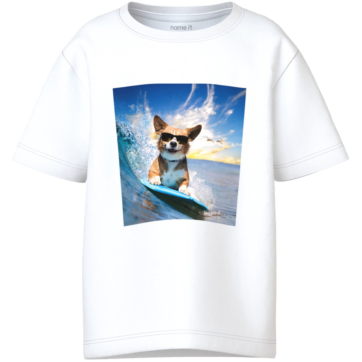 Name It Bright White Surfer Dog Nmmvoto Ss Nreg Topp
