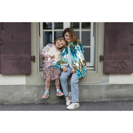 Great Pretenders The 5th Avenue Paillette Cape, Gold/Light Pink