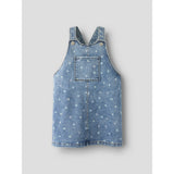 Name It Medium Blue Denim Flower Nmfrosa Kort Dnm Bibskirt 3555-On Noos