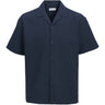 Jack & Jones Junior Navy Blazer Jjglobal Waffle Resort Skjorte Ss Jnr
