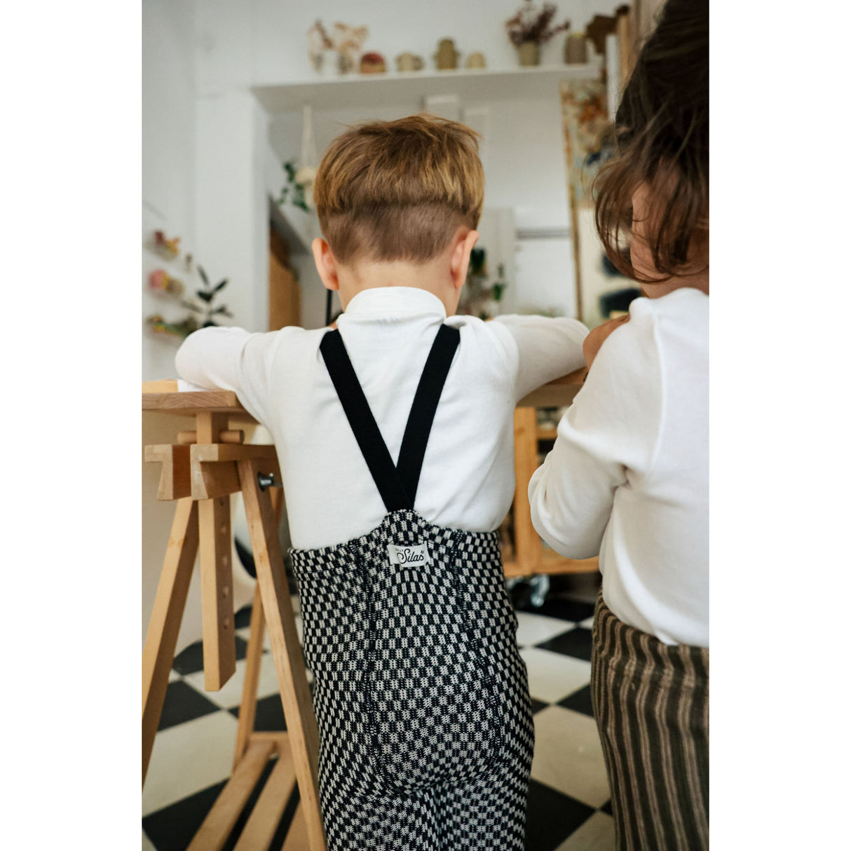 Silly Silas Black X White Checked Special Footless Strømpebukser