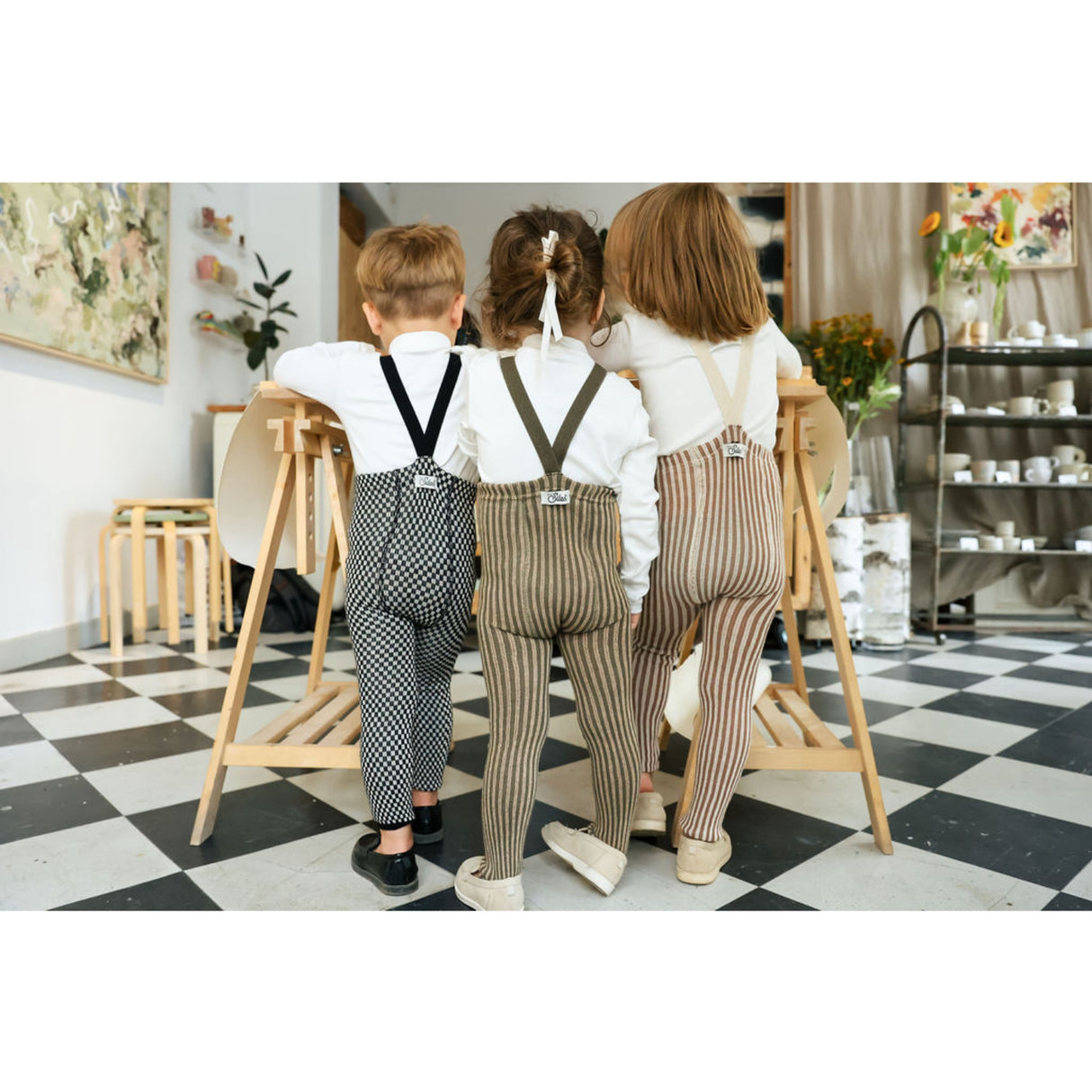 Silly Silas Black X White Checked Special Footless Strømpebukser