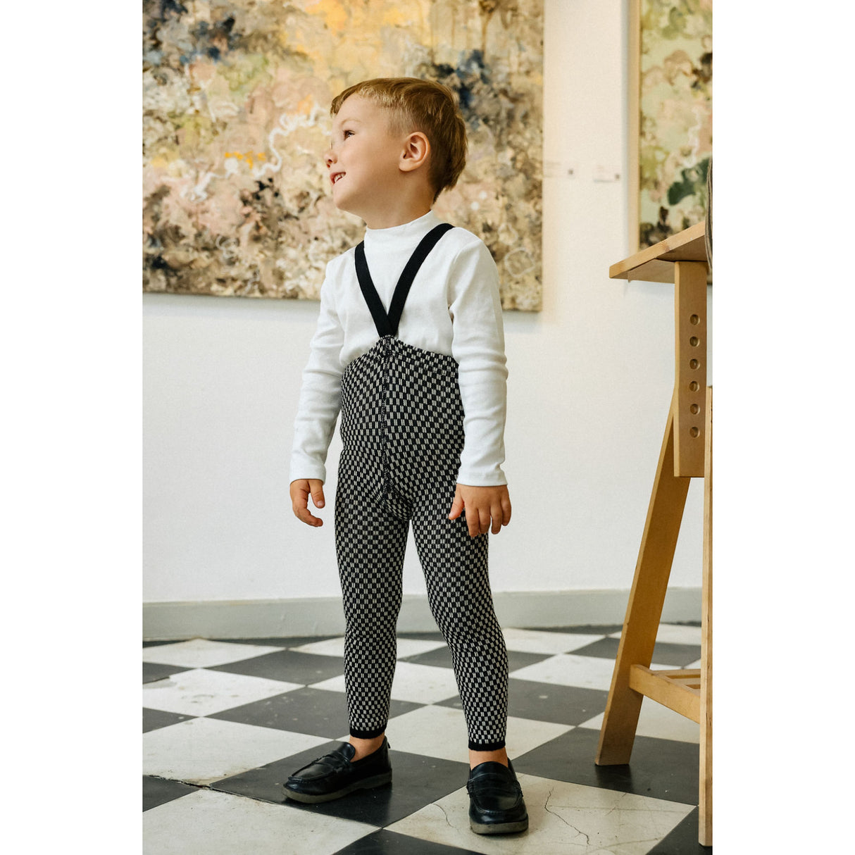 Silly Silas Black X White Checked Special Footless Strømpebukser