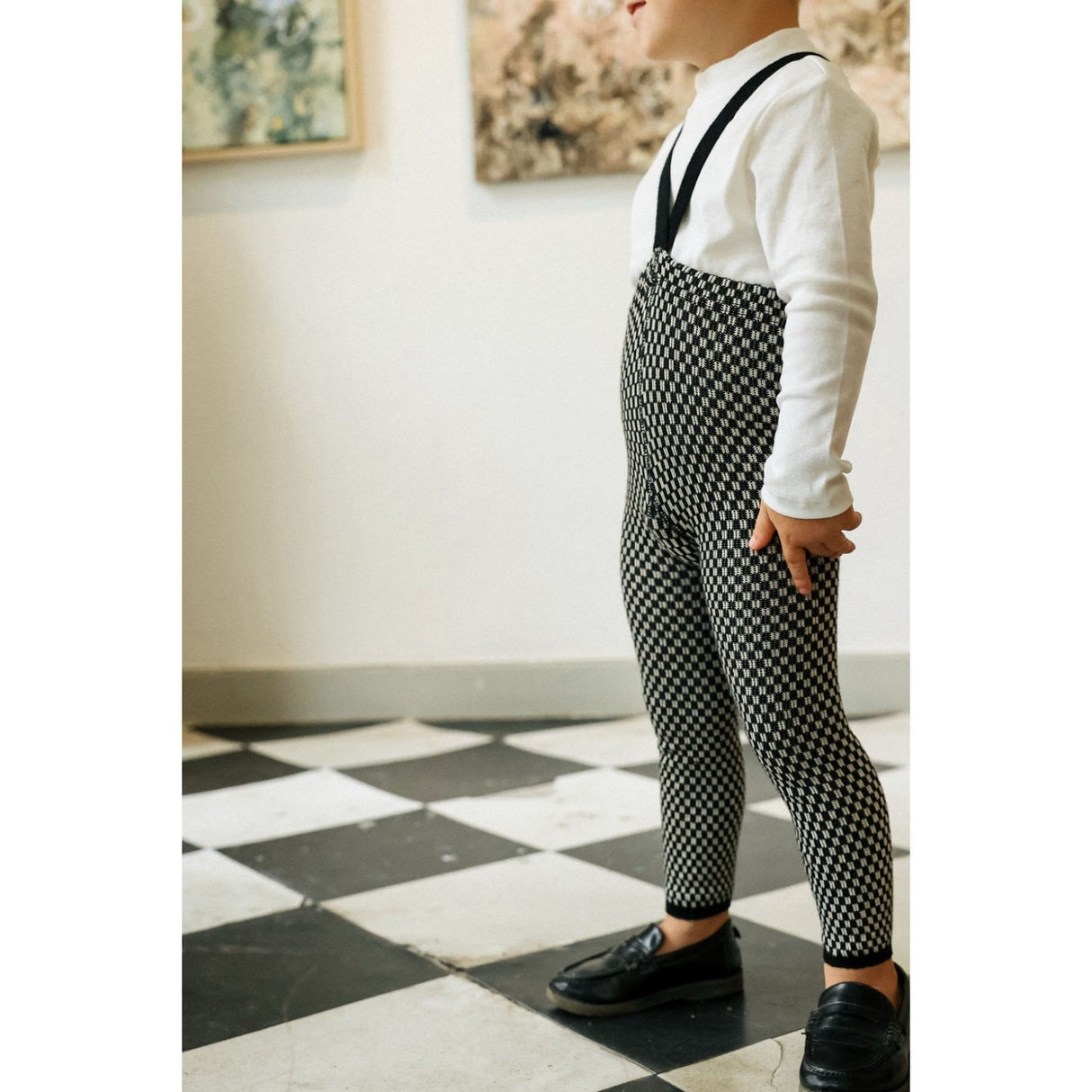 Silly Silas Black X White Checked Special Footless Strømpebukser