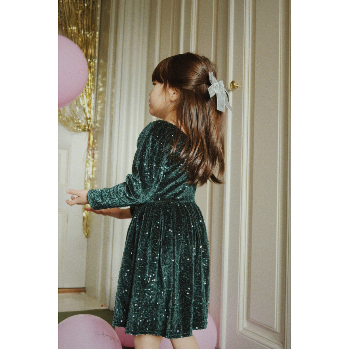 Konges Sløjd Silver Glitter Fløyel Dobbel Bue Hair Barrette