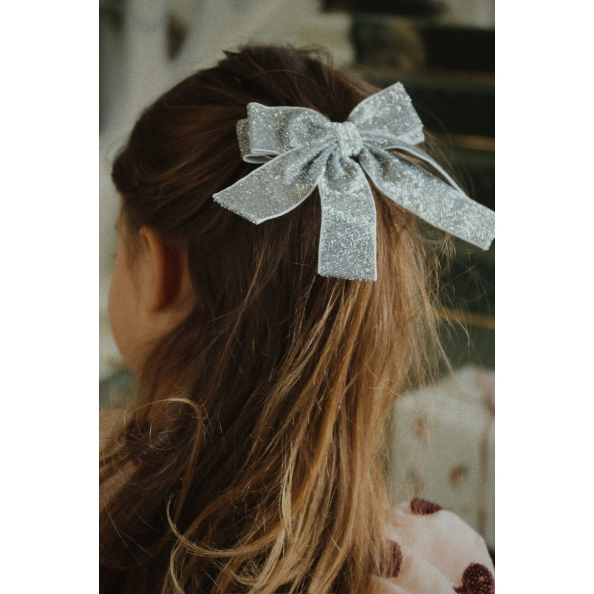 Konges Sløjd Silver Glitter Fløyel Dobbel Bue Hair Barrette