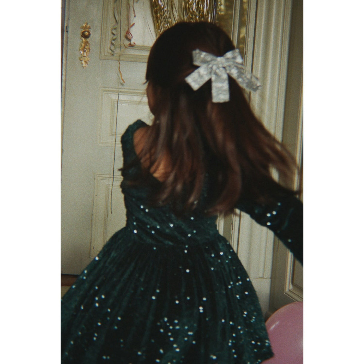 Konges Sløjd Silver Glitter Fløyel Dobbel Bue Hair Barrette