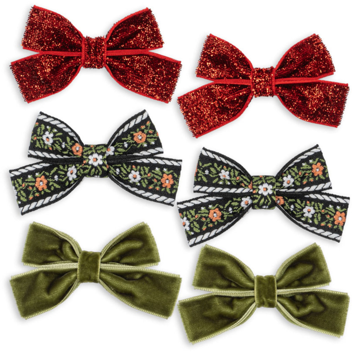 Konges Sløjd Red/Green 6 Pakke Micki Bue Hair Clips