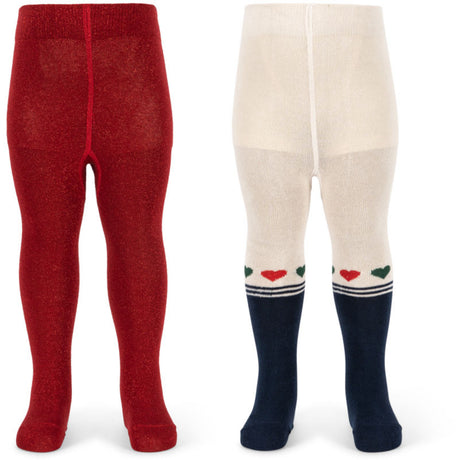 Konges Sløjd Heart Mix 2 Pakke Lurex Strømpebukser