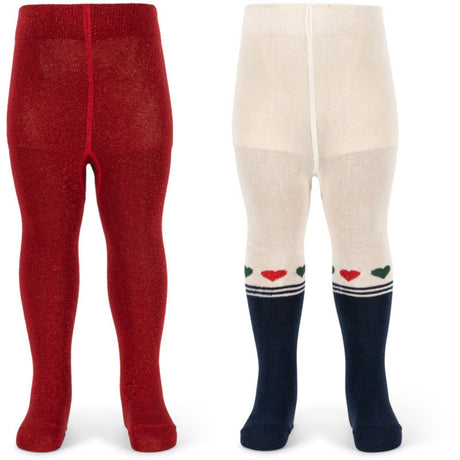 Konges Sløjd Heart Mix 2 Pakke Lurex Strømpebukser